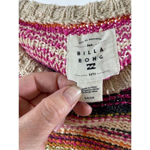 Billabong Easy Going Striped Colorful Pullover Sweater Size S - Picture 7 of 9